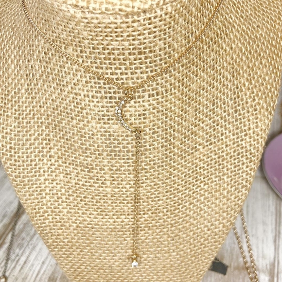 Alquimia Jewelry - PAVE GOLD DIAMOND MOON DROP STATEMENT NECKLACE